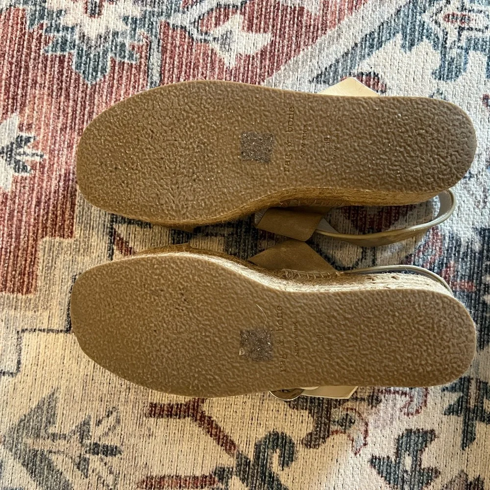 rag & bone Taupe Suede Leather August Espadrille Sandals Womens 39 - Picture 4 of 4